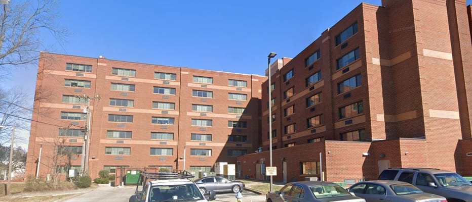 Exterior of Westbrook Towers senior living facility