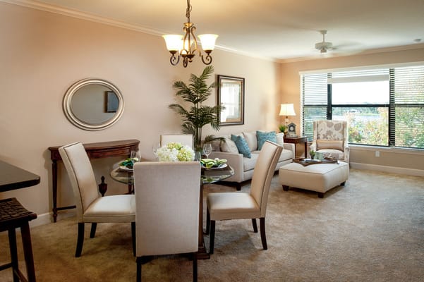 Bright and welcoming interior of a senior living space