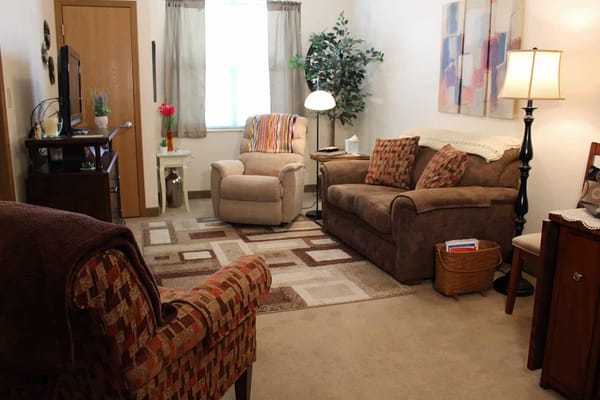 Comfortable common area in an assisted living facility