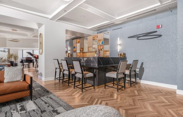 Interior view of a stylish common area in the facility