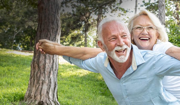 Happy seniors enjoying time outdoors