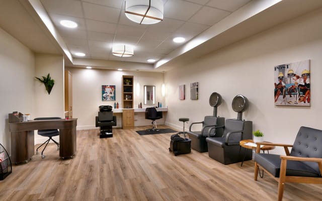 Interior view of a beauty salon in a senior facility