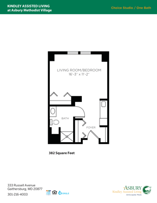 Architectural floor plan of a choice studio unit