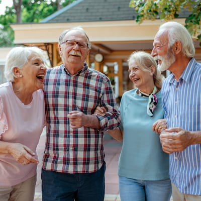 Happy residents enjoying time together outdoors
