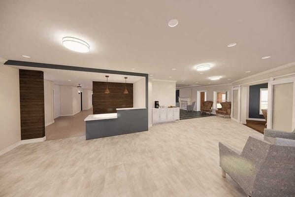 Interior view of a common area in a senior living facility