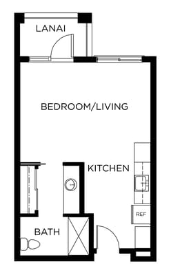 Architectural floor plan of a resident unit