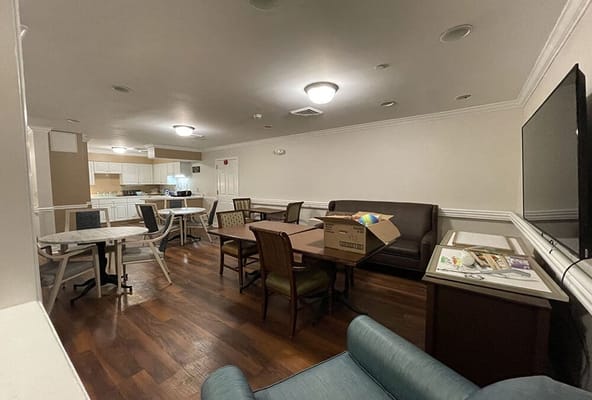 Interior view of a common area with furniture