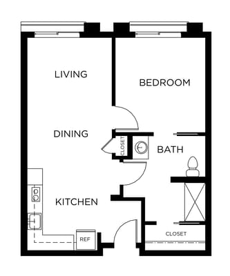 Architectural floor plan of a living space
