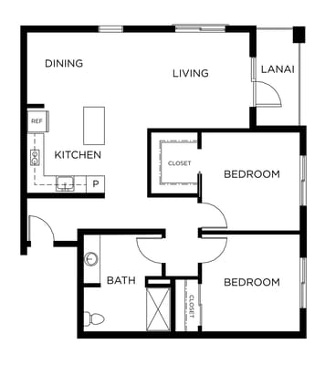 Architectural floor plan of a residential unit