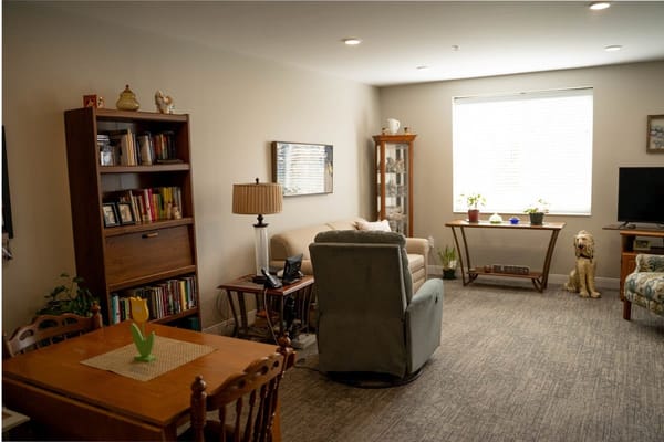 Cozy living room in a senior living facility
