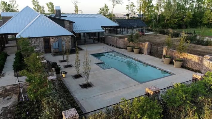 Outdoor pool area at the assisted living facility