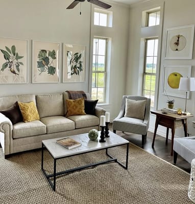 Bright and inviting common area with seating