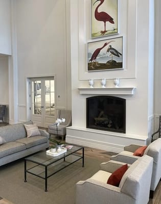 Bright lounge area with comfortable seating