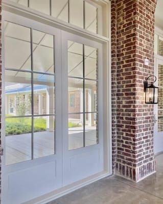 Entrance doors of a senior living facility