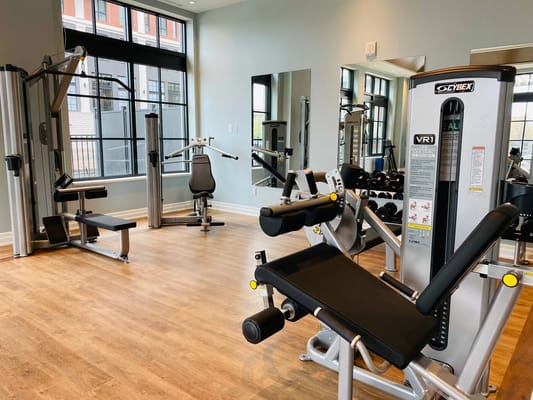 Fitness area with gym equipment
