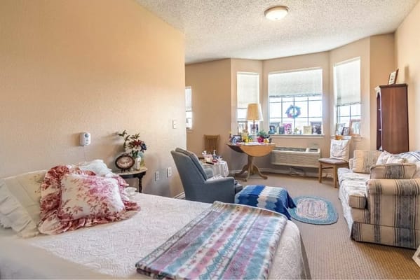 Cozy resident room with personal touches and décor