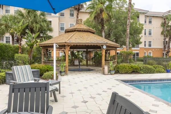 View of a gazebo by the pool area