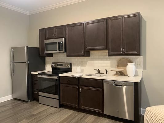 Modern kitchen interior of a resident unit