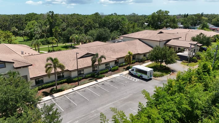 Aerial view of Inspired Living Tampa building and outdoor space