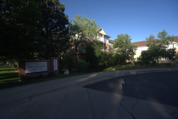 Main entrance and surroundings of The Courtyards at Mountain View