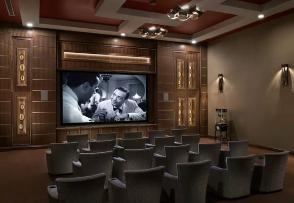 Interior view of a movie theater with seating
