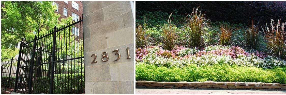 The exterior gate and address number of Greenbriar at the Altamont.