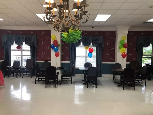 Interior view of a decorated activity room
