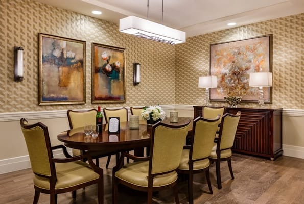Elegant dining area with round table and decor