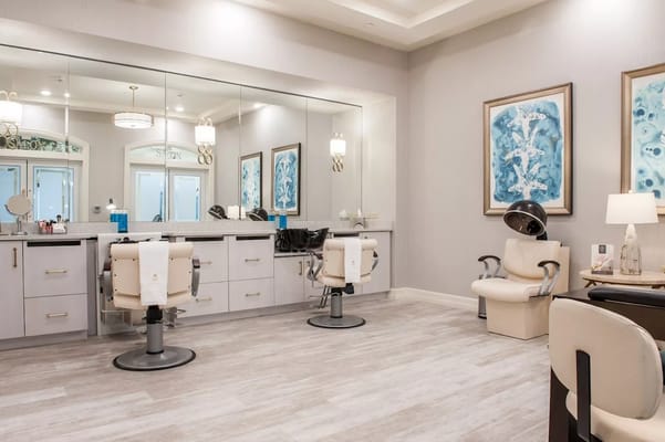 Interior view of a modern beauty salon area