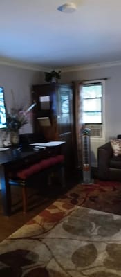 Comfortable living room with a sofa and desk