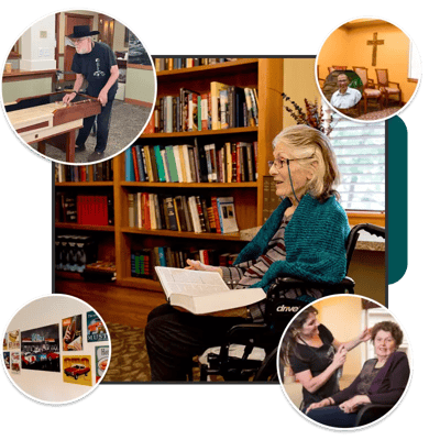 Residents engaged in activities within the facility.