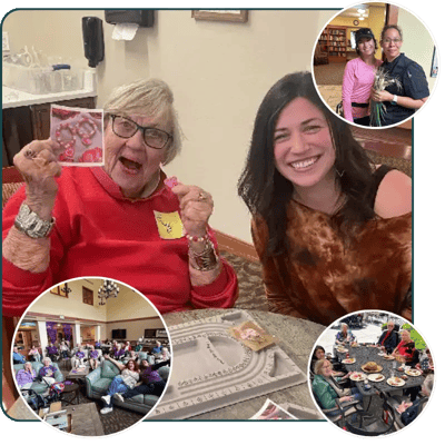 Residents enjoying activities in a common area
