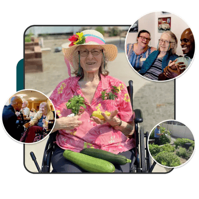 Residents enjoying gardening activities together