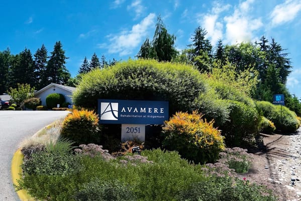 Entrance sign for Avamere Rehabilitation facility