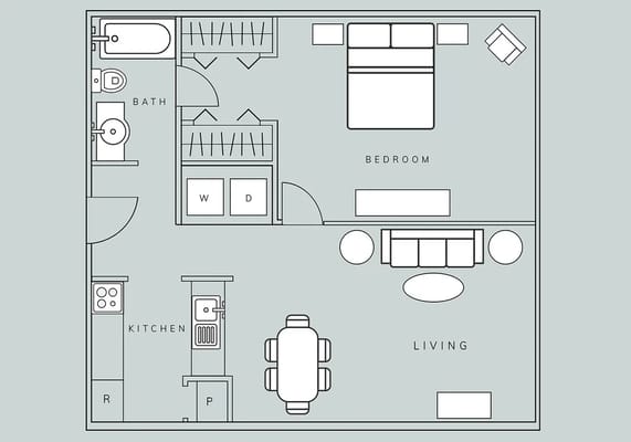 Architectural floor plan of a living space