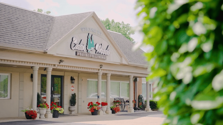 Exterior view of CedarWoods Assisted Living facility.