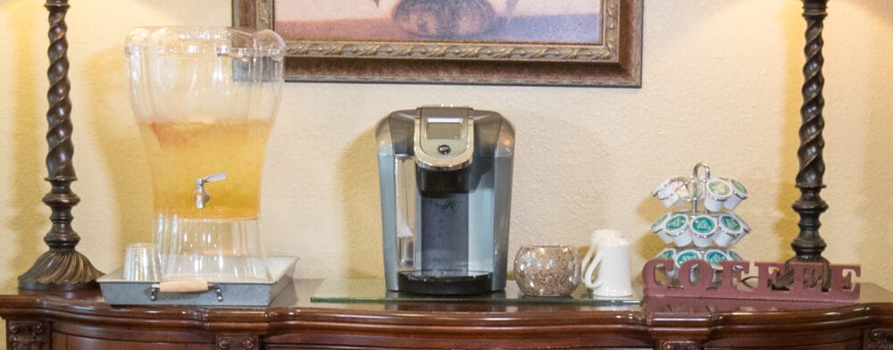 Inside view of a coffee station in a common area
