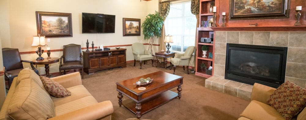 Cozy common area with comfortable seating and television