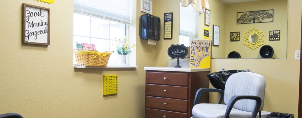 Interior view of a salon with a welcoming atmosphere