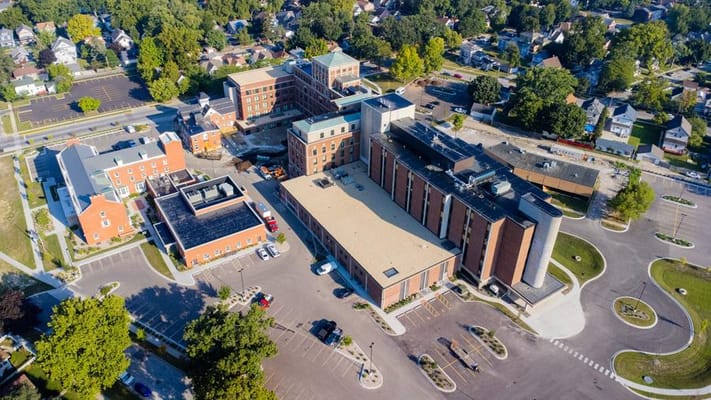 Aerial view of the Bardwell Residences facility and surroundings.