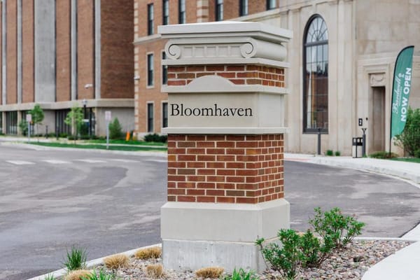 Signage for Bloomhaven at the facility entrance