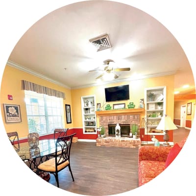 Cozy common area with seating and decor