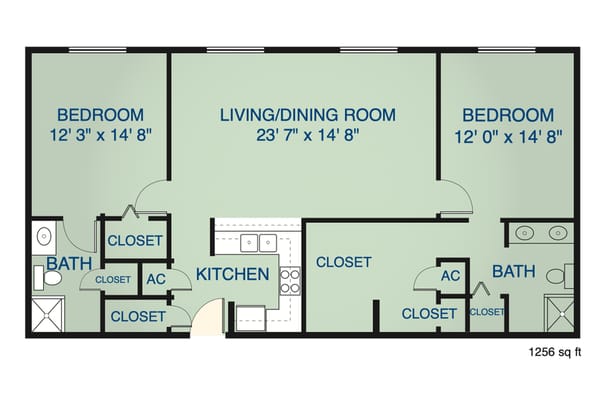 Architectural floor plan of a resident unit