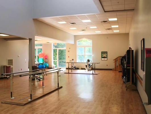 Rehabilitation activity room with exercise equipment