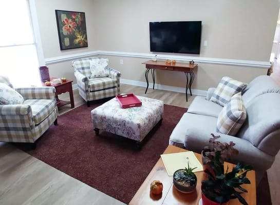 Cozy common area with seating and decor