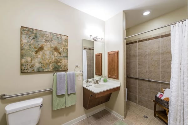 A clean, well-lit bathroom with modern fixtures