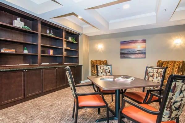 Interior view of a common area with seating