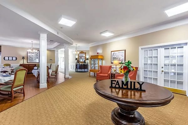 Common area with seating and family decor