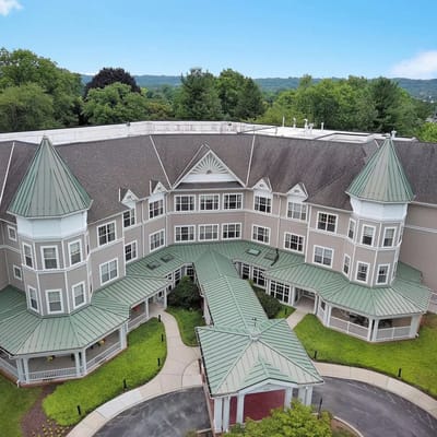 Aerial view of the exterior of Sunrise of Exton senior living facility
