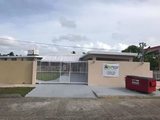 Exterior view of a nursing home facility entrance